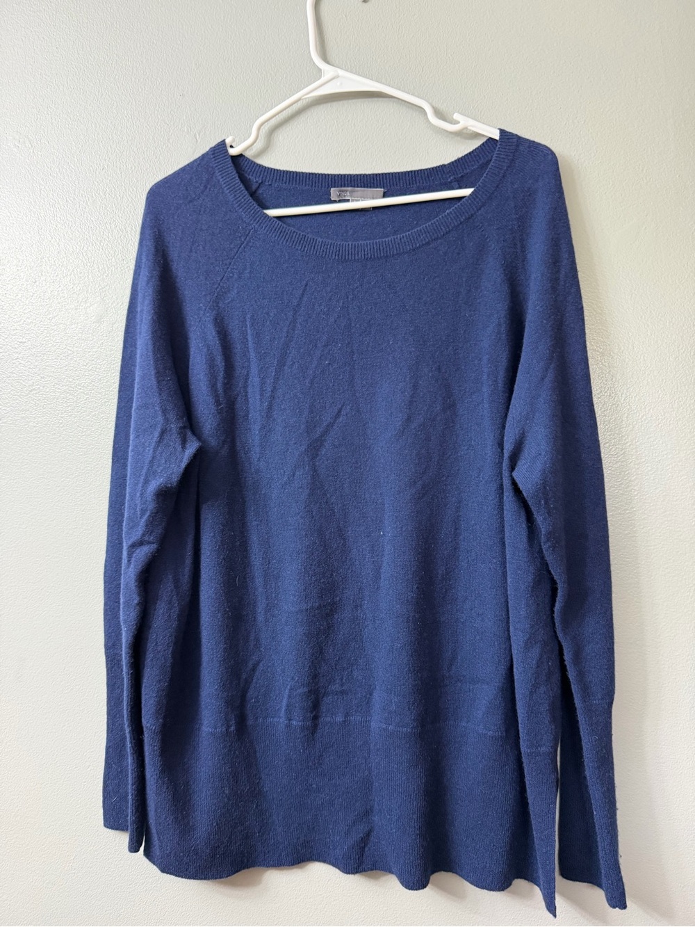 Vince Women's cashmere  Navy Blue Crewneck tunic Sweater large